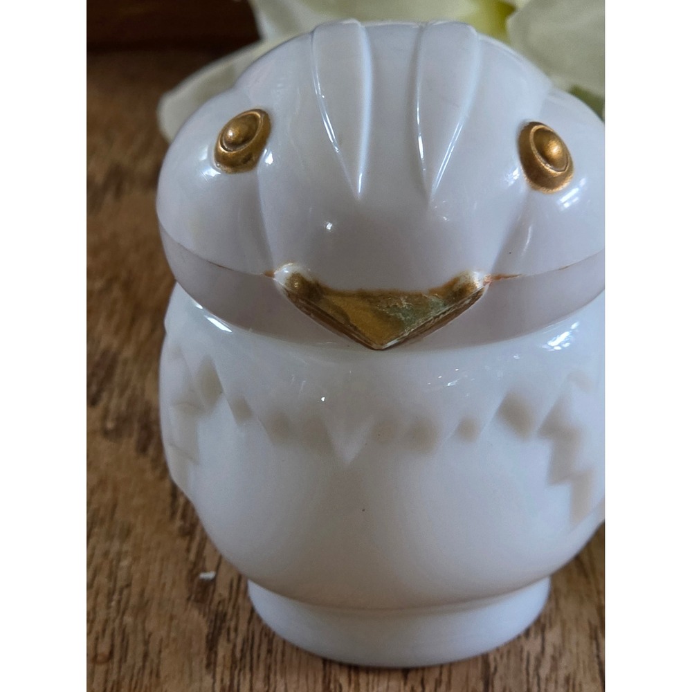 Vintage Avon Snow Bird Cream Sachet Jar, White Milk Glass Chick 2.75" Figurine